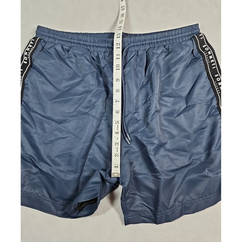 Sonetti London Mens Dark Blue Logo Tape Swim Trunks Size XL NWT